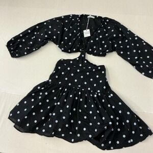Most Loved black and white polka dot matching set
